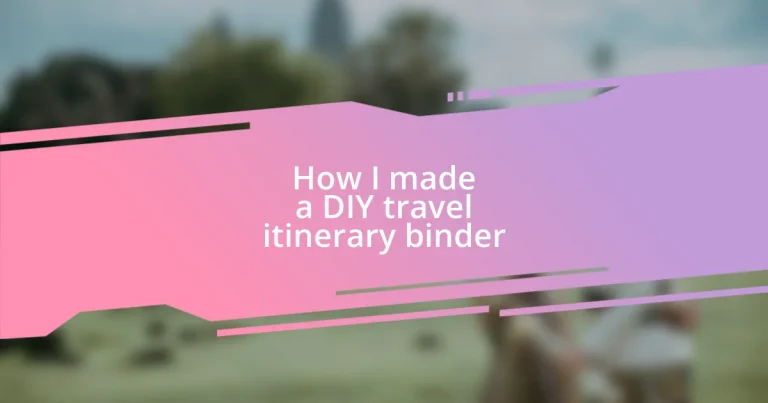 How I made a DIY travel itinerary binder