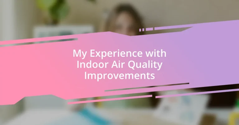 My Experience with Indoor Air Quality Improvements